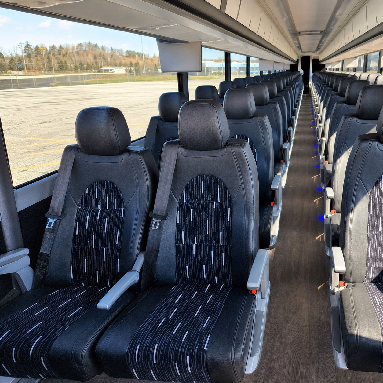 56 passenger charter bus inside